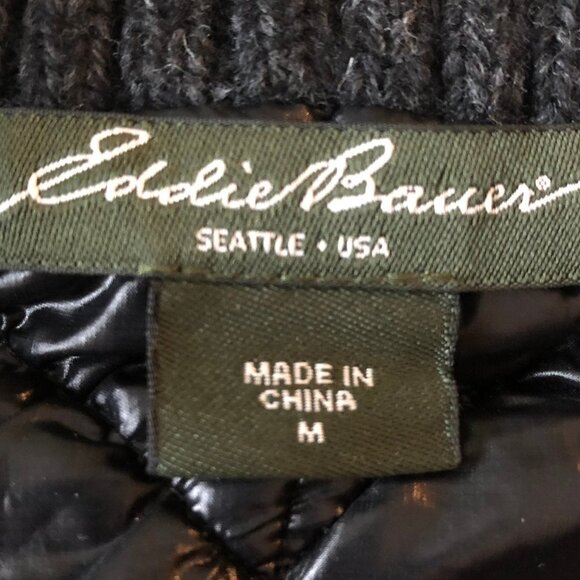 Eddie Bauer Seattle Full Zip Cable Knit Wool Blend Insulated Vest Charcoal Sz M - Picture 10 of 12